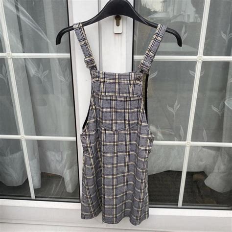 zara yellow dress versace|CHECKERED PINAFORE DRESS WITH PLEATS .